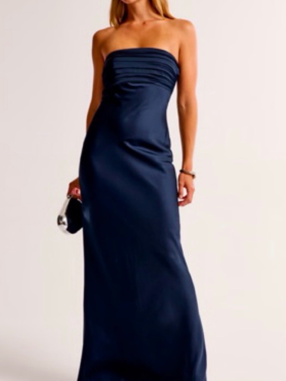 Abercrombie Strapless Navy Satin Dress